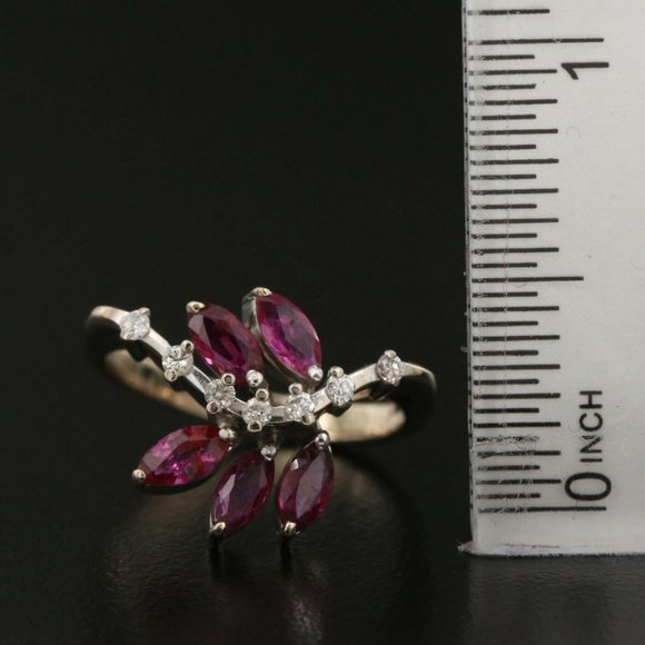 MADE IN ITALY / Diamond & Ruby Designer Ring / 18K Gold - Picture 4 of 4